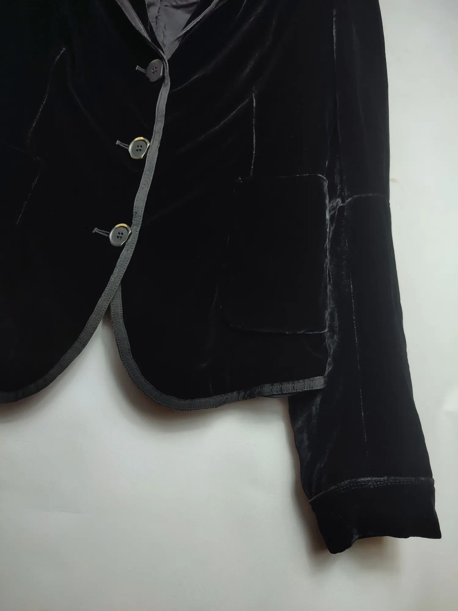 Marithe + Francois Girbaud × Vintage Marithe Francois Girbaud Velour Silk Blazer Size S / US 4 / IT 40 - 4 Thumbnail