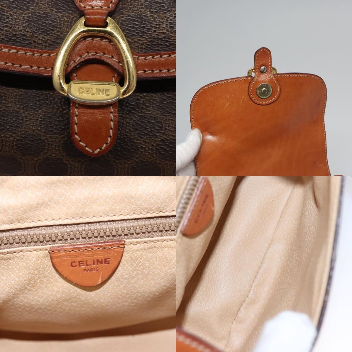 Celine CELINE Macadam Canvas Shoulder Bag Pvc Leather Brown Gold Size ONE SIZE - 11 Thumbnail