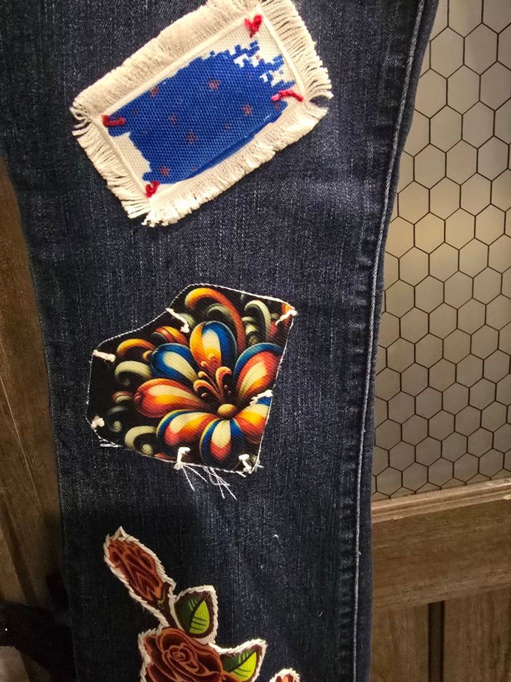 Levi's Levi's Upcycled Blue Boot Cut with Patches Size 12 Size 34" / US 12 / IT 48 - 4 Thumbnail