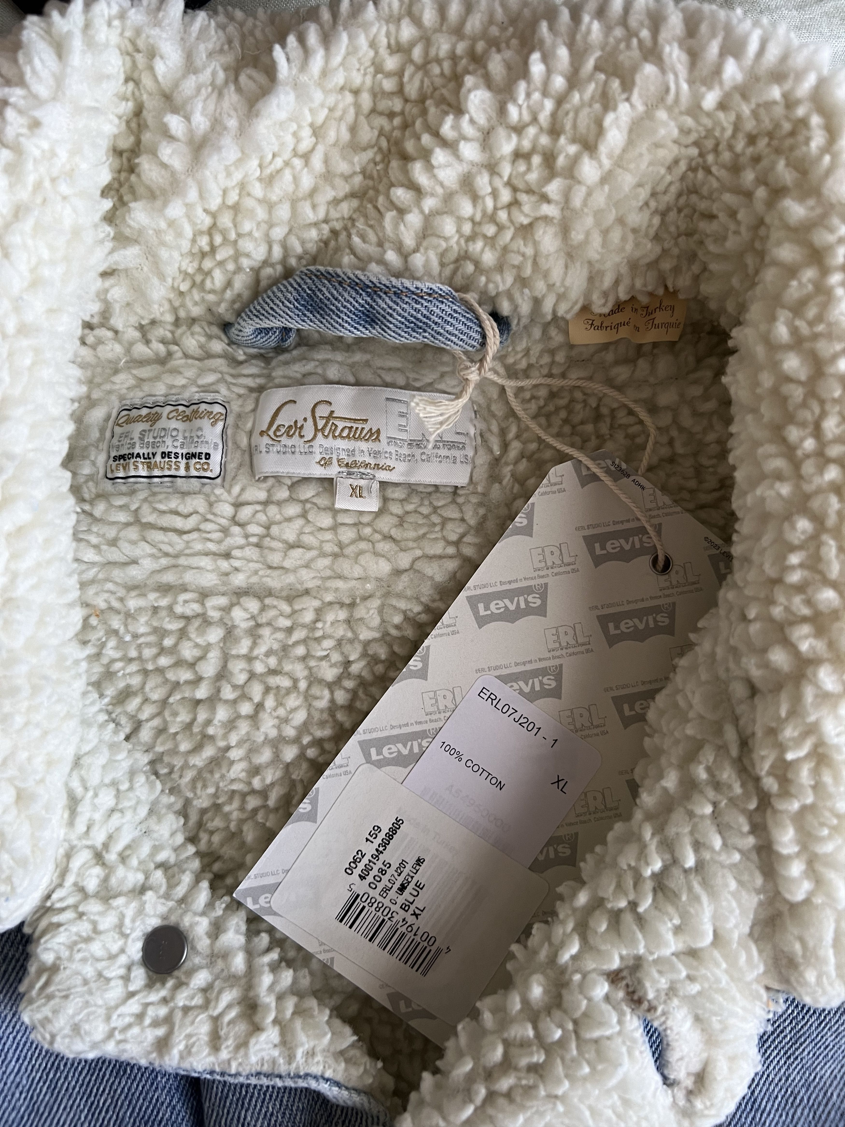 ERL × Levi's ERL Levi's Denim Sherpa Lined Trucker Jacket Size US XL / EU 56 / 4 - 9 Thumbnail