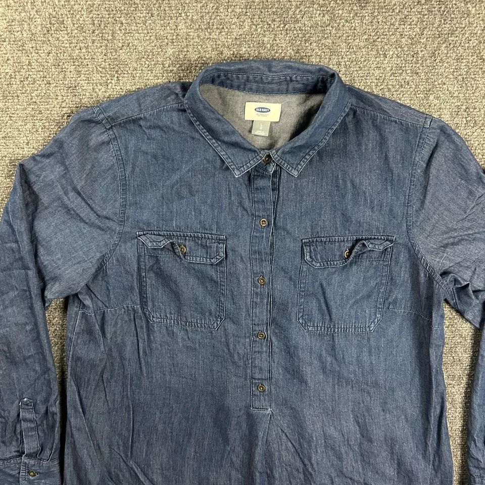 Old Navy Old Navy Dress Womens Large Shirt Midi Chambray Button Up Size L / US 10 / IT 46 - 2 Thumbnail