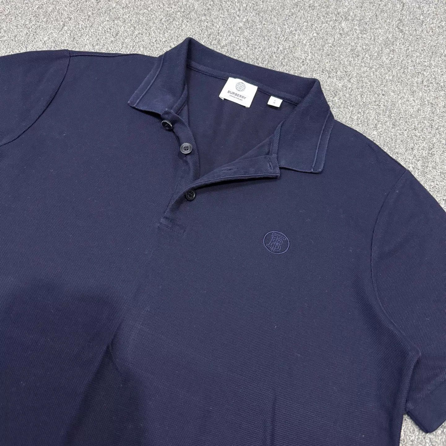 Burberry Burberry Navy Blue Embroidered Logo Short-Sleeve Polo L Size US L / EU 52-54 / 3 - 3 Thumbnail