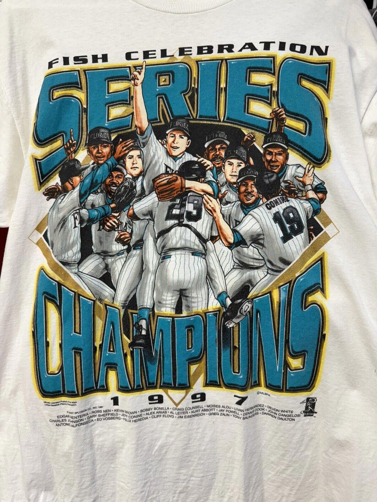 MLB × Vintage MLB Florida Marlins 1997 World Series Championship Tshirt Size US L / EU 52-54 / 3 - 5 Thumbnail