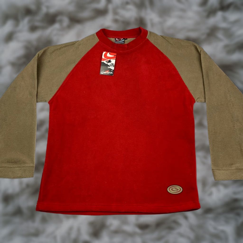 VINTAGE Gotcha Sweatshirt Pullover Shirt Crewneck Regular Red Tan Men S