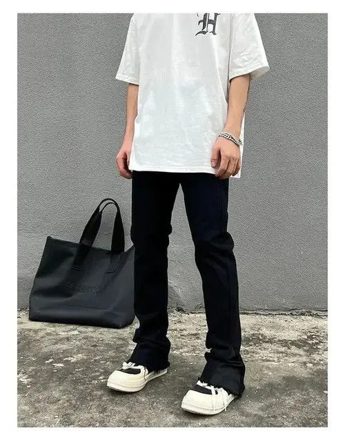 Japanese Brand × Vintage Y2K Black Flared Baggy Leg Jeans Size US 31 - 1 Thumbnail