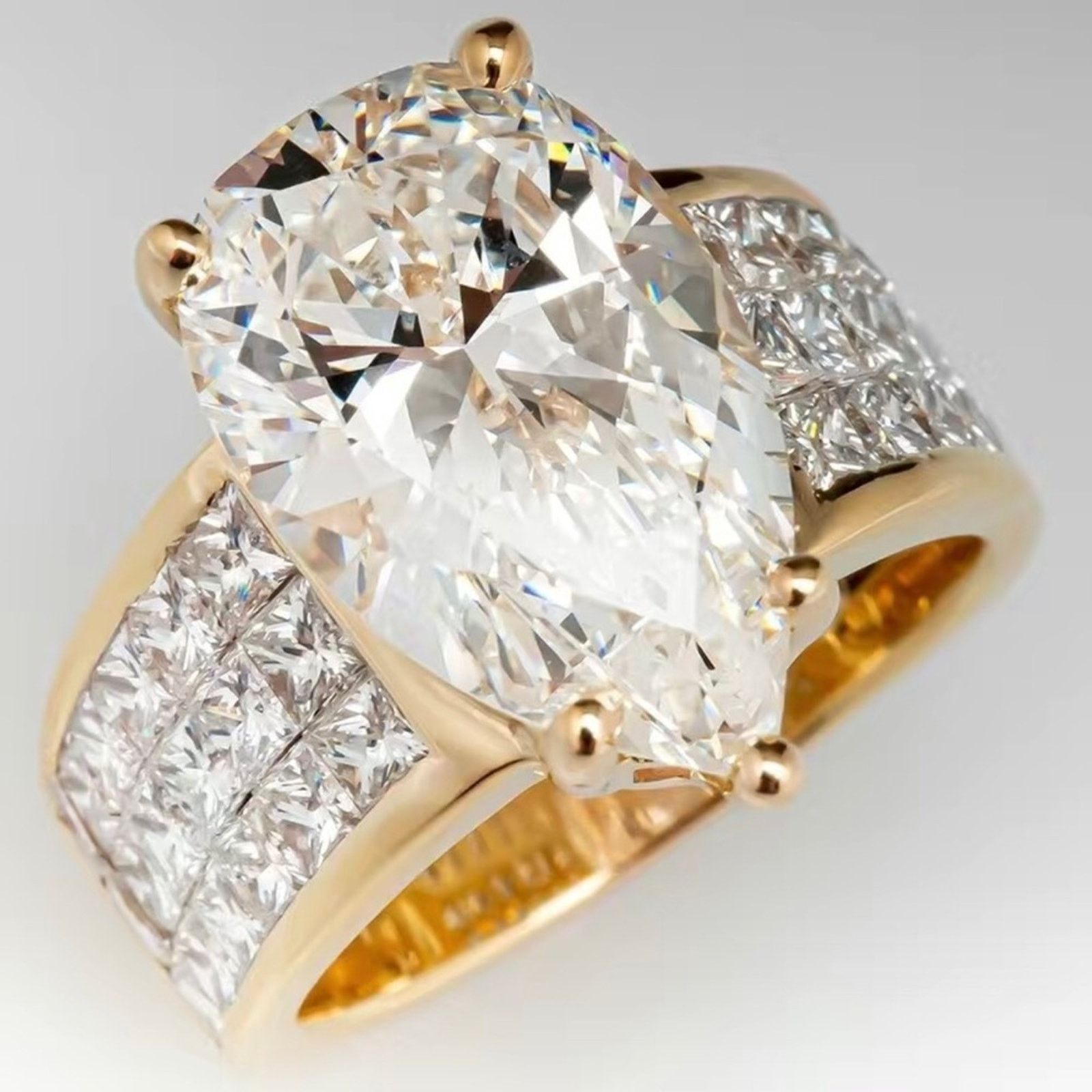Jewelry Women’s teardrop CZ 18kt vermeil cocktail ring 8 NIB Size ONE SIZE - 1 Thumbnail