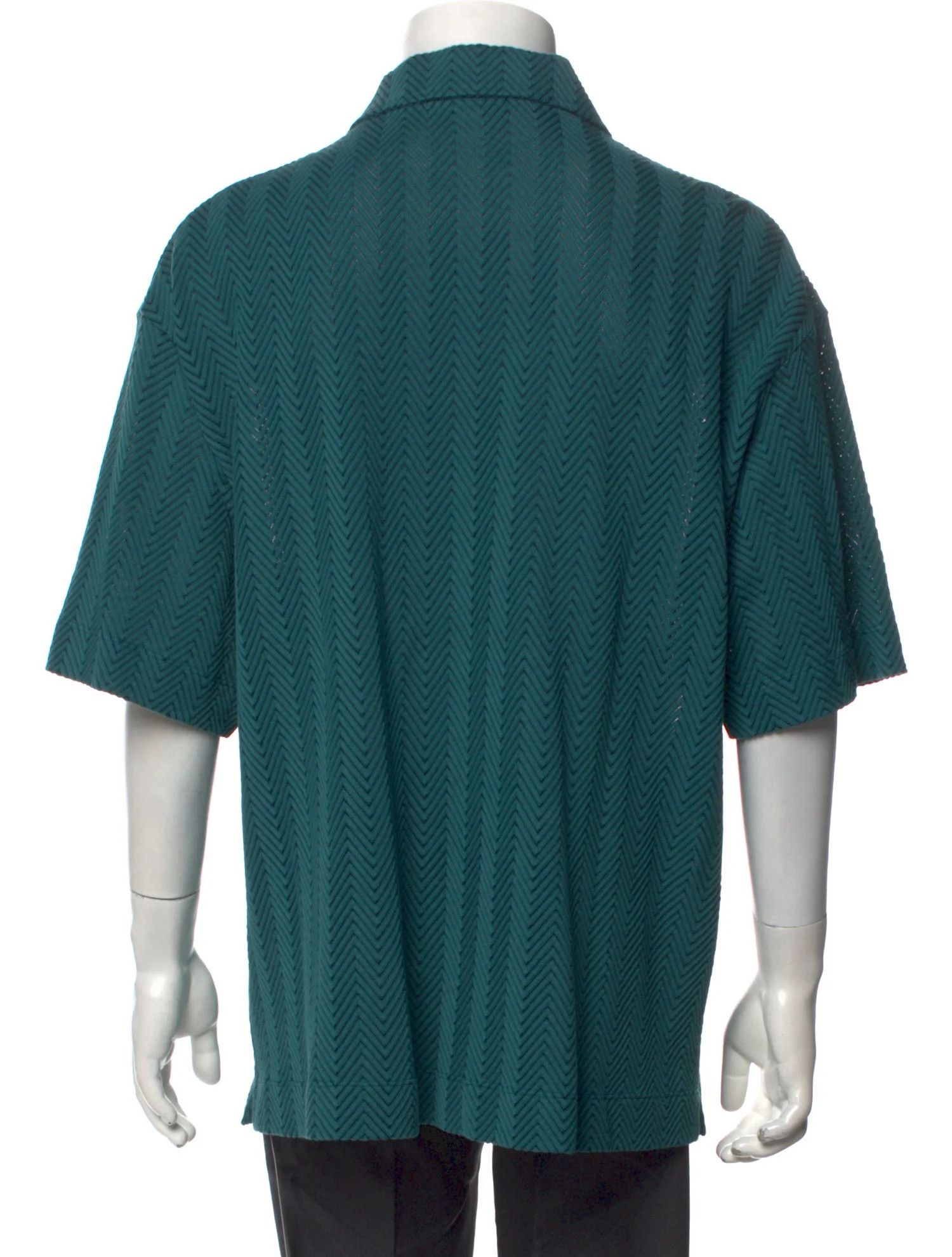 Missoni Green Missoni crochet-knit cotton-blend half-zip polo shirt Size US M / EU 48-50 / 2 - 2 Thumbnail