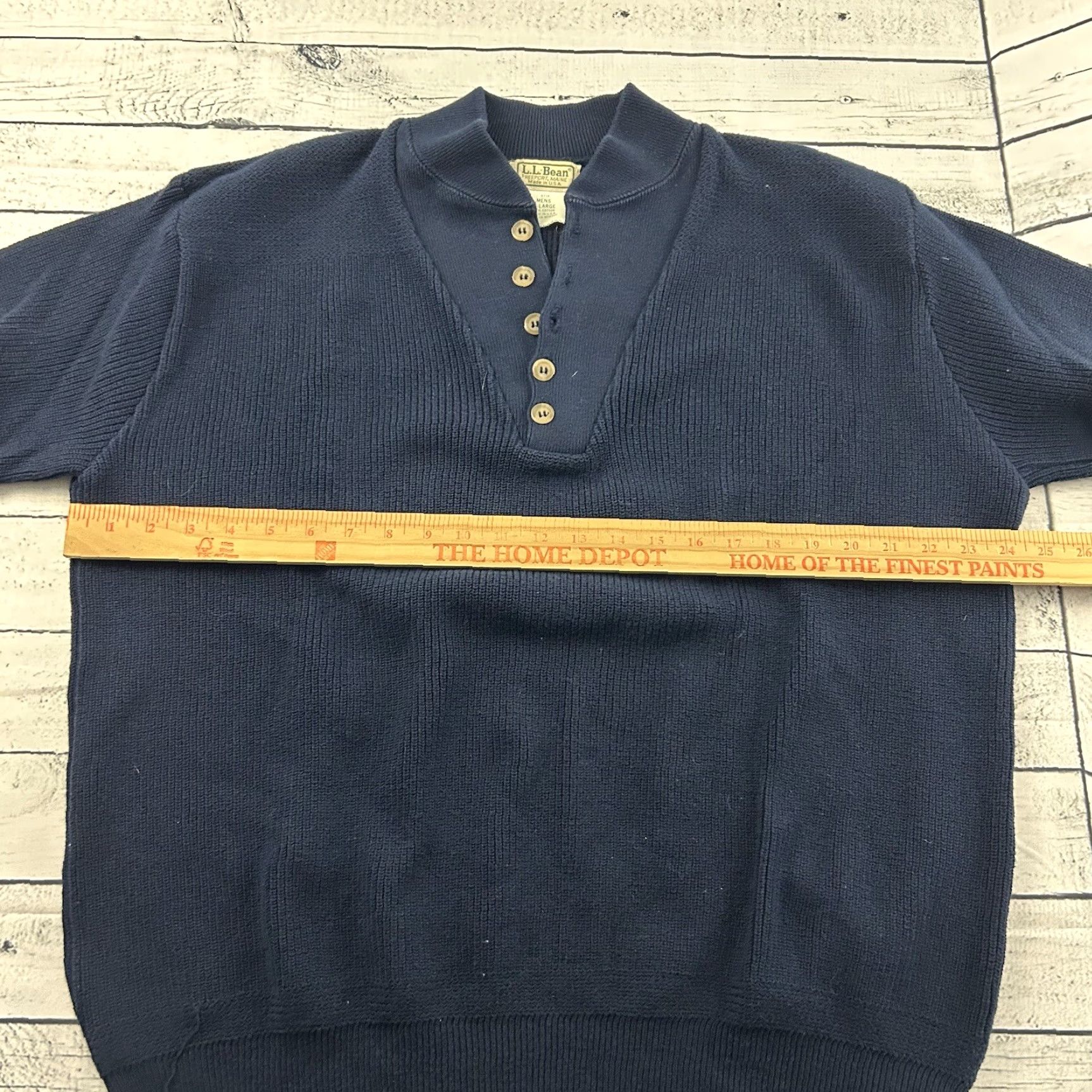 Vintage VINTAGE L.L. Bean Sweater Pullover Knit Cotton Mens XL Blue M made in USA Size US XL / EU 56 / 4 - 4 Thumbnail