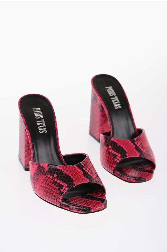 image of Paris Texas Python Effect Leather Anja Mule Shoess 10Cm Shoes in Pink, Women's (Size 7)