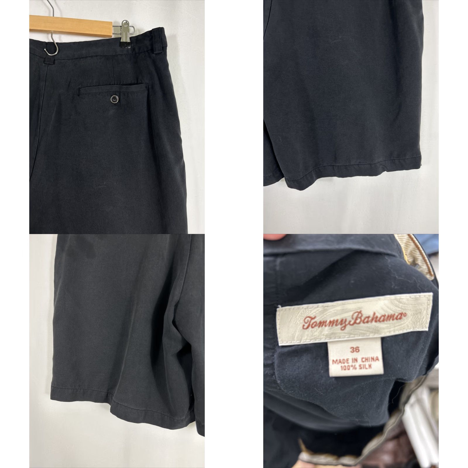 Tommy Bahama VINTAGE Tommy Bahama Chino Shorts Mens 36x9 Silk Black Beach Golf Flat Front Casual Men Shorts Black Silk 90s? Size US 36 / EU 52 - 8 Thumbnail
