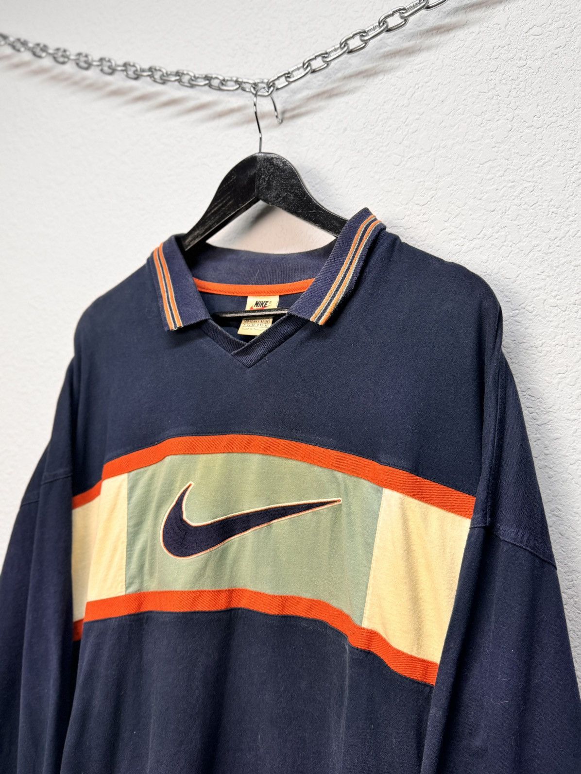 Nike Vintage Nike Streetwear Striped Rugby Sweatshirt Size US L / EU 52-54 / 3 - 5 Thumbnail