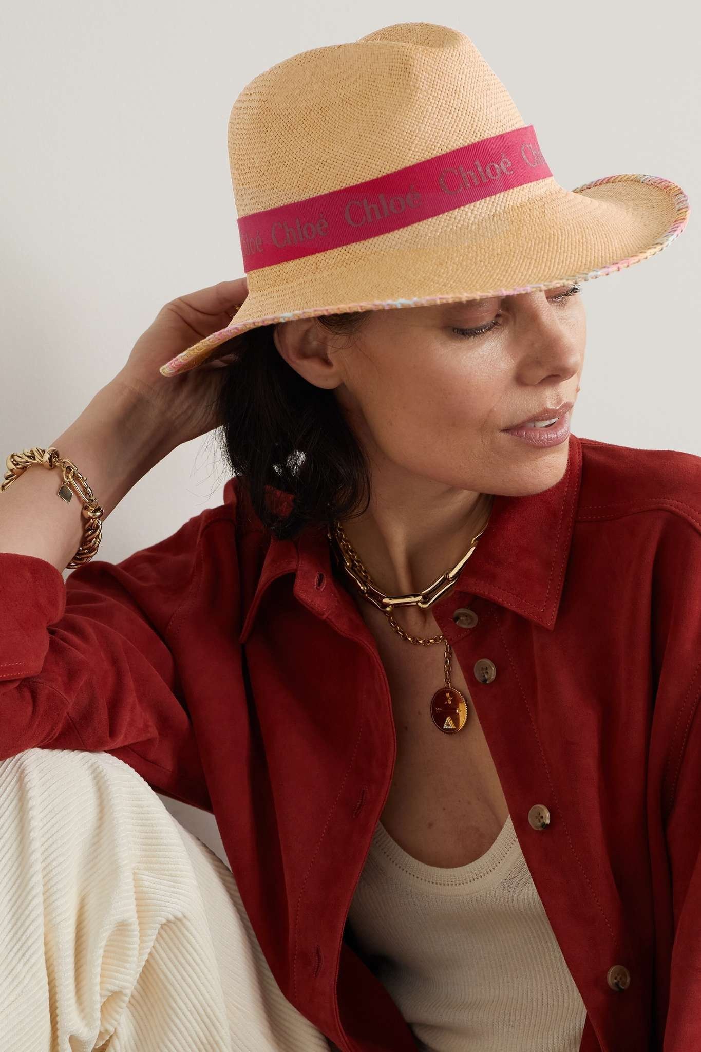 Chloe o1loc1c0425 CHC23 Size: OS / Hat / Cap in Beige & Pink Size ONE SIZE - 2 Thumbnail