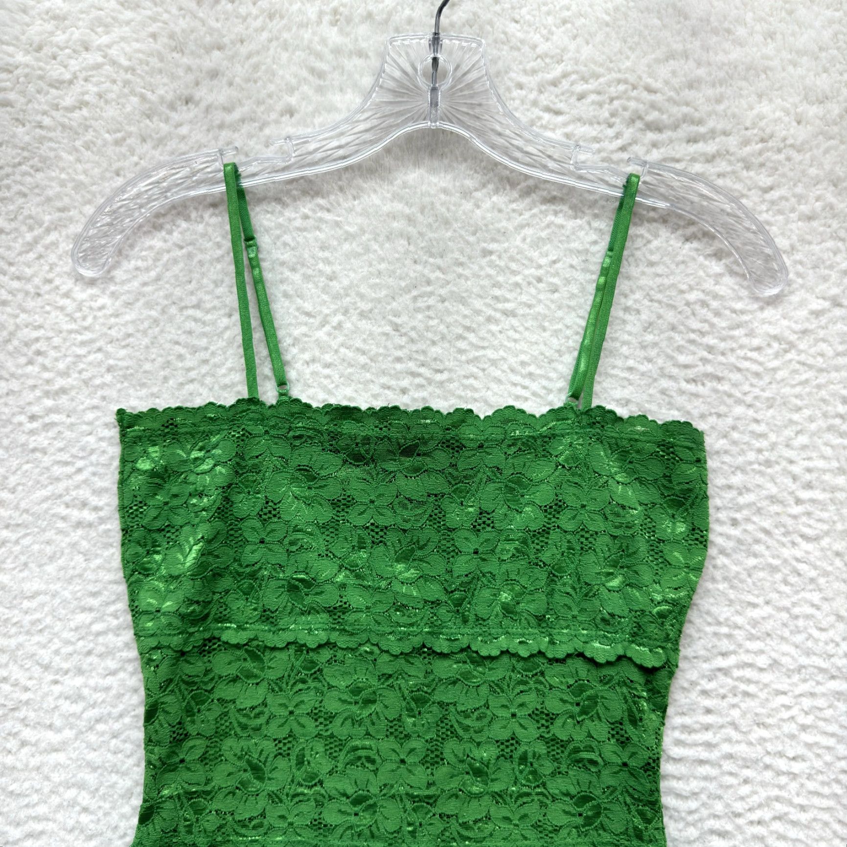 Vintage Y2K Vintage Camisole Tank Top Green Lace Square Neck Boho Fairy Grunge Shirt S Womens Size S / US 4 / IT 40 - 3 Thumbnail