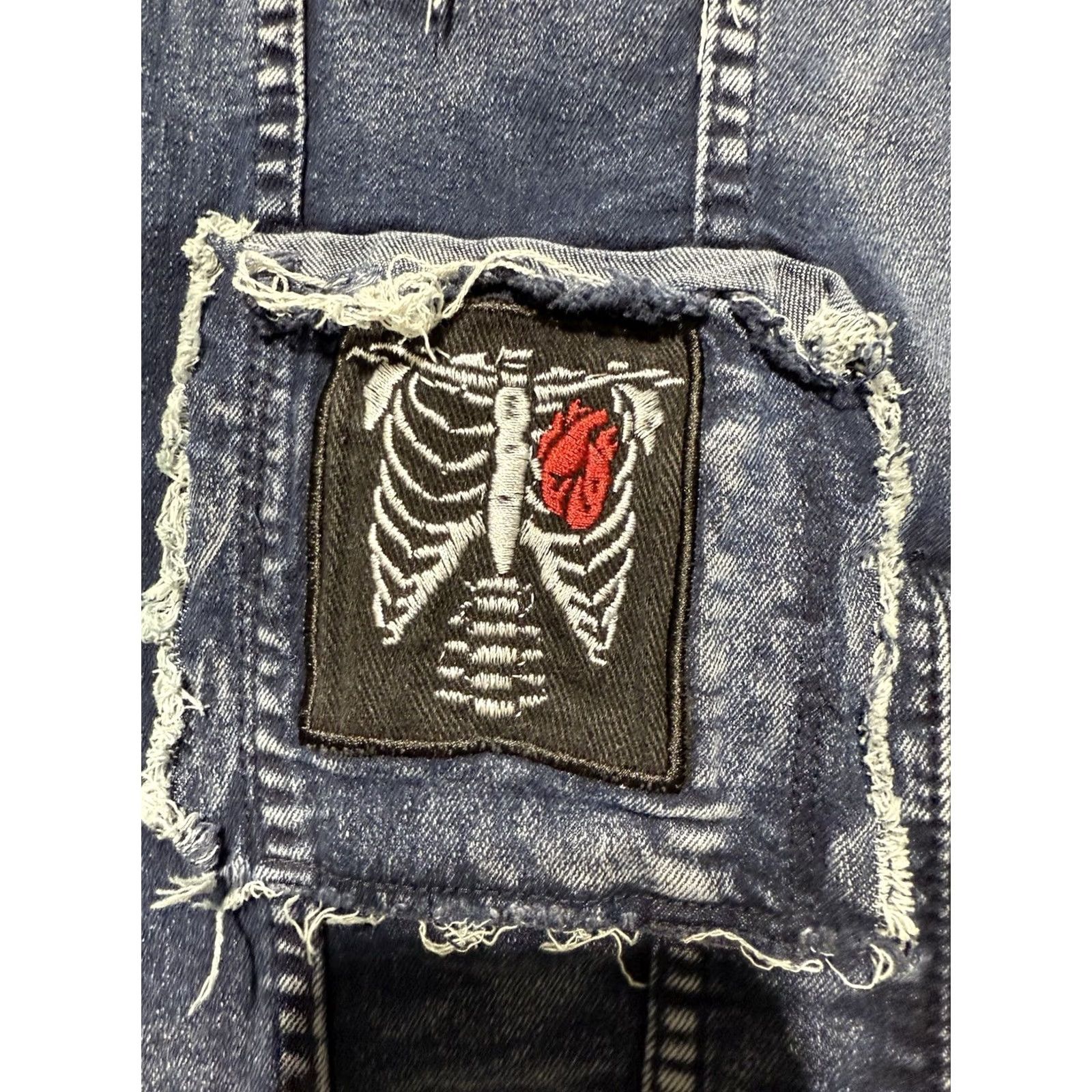Denime Rebel Vengeance Denim Jacket Blue Men’s XL Jacket Bomber Jacket Casual Blue Rebellion Skull Gothic Size US 36 / EU 52 - 4 Thumbnail