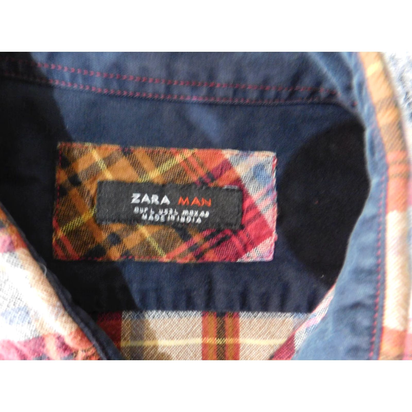 Zara Zara Mens Shirt L Red Plaid Button-Up Retro Casual Knit Cotton Long Sleeve with Pockets Size US L / EU 52-54 / 3 - 6 Thumbnail
