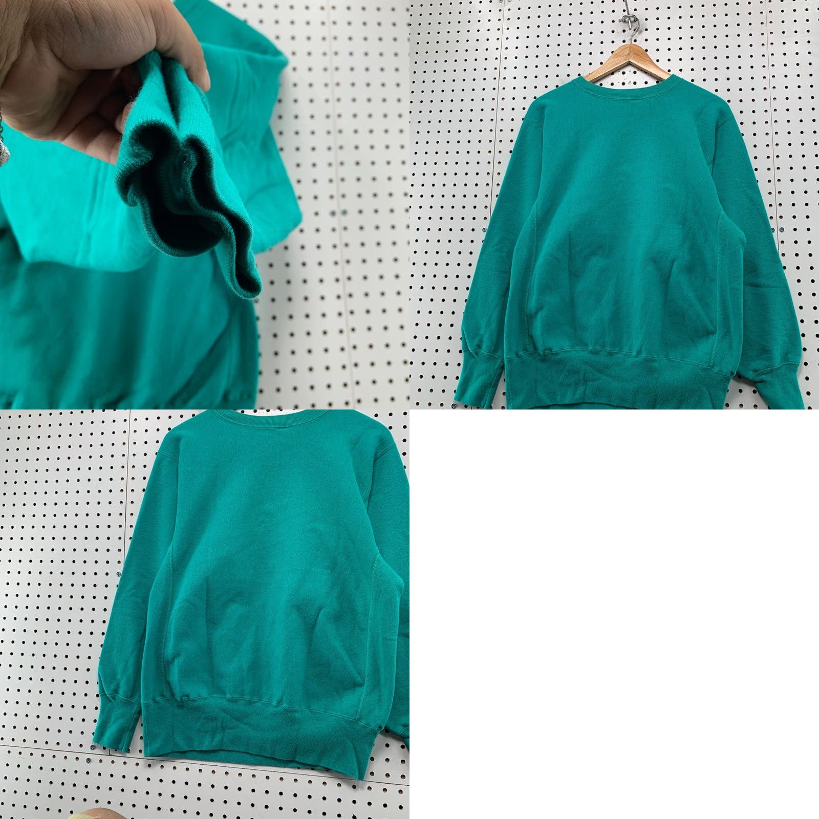 Champion VINTAGE Champion Reverse Weave Sweatshirt Mens L Teal USA 90s Heavyweight Pullover Crew Neck Long Sleeve Cotton Blue (Shirt) Size US L / EU 52-54 / 3 - 9 Thumbnail