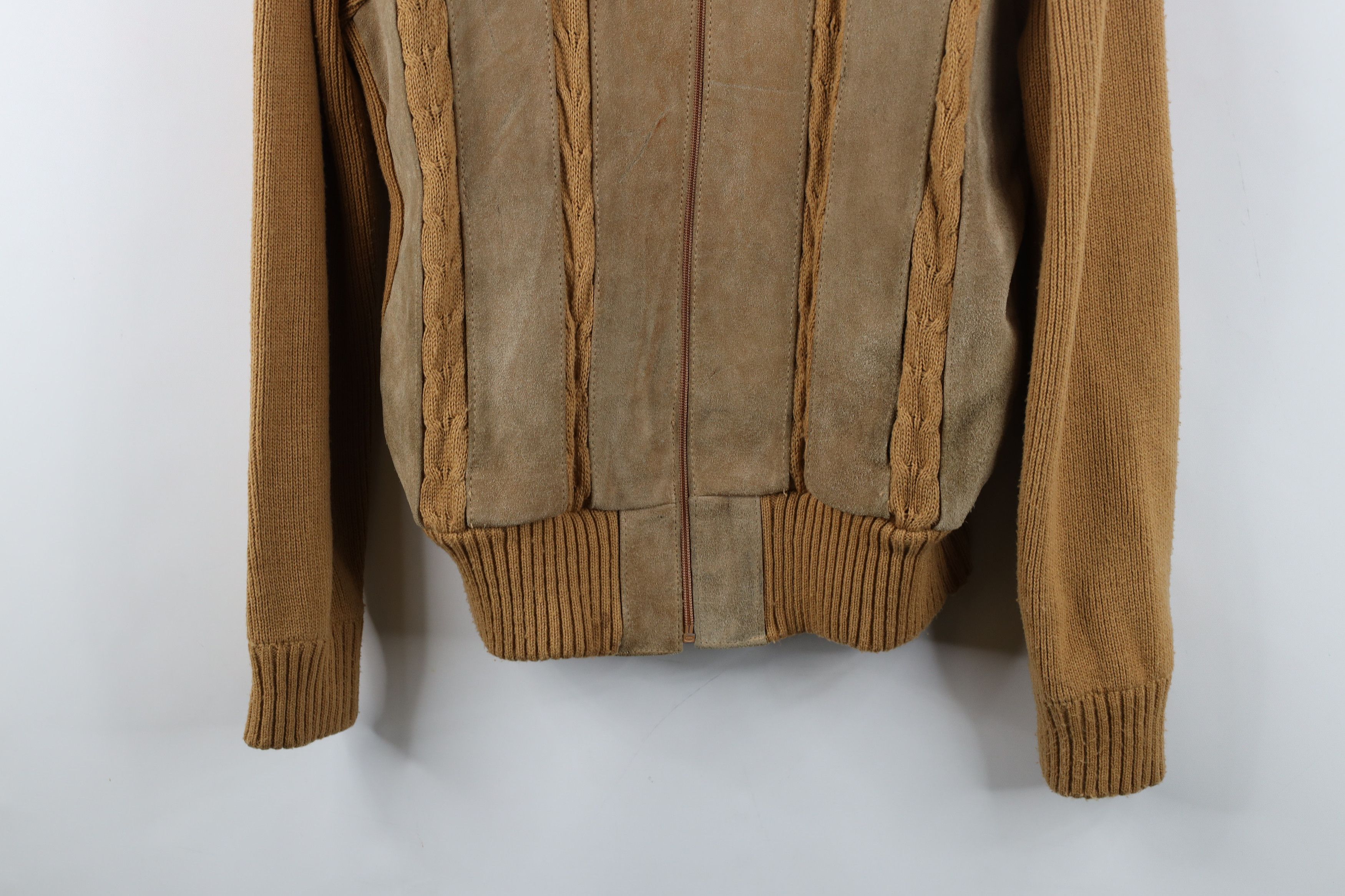 Vintage Vintage 70s Streetwear Leather Knit Sweater Jacket Swacket Size US M / EU 48-50 / 2 - 3 Thumbnail