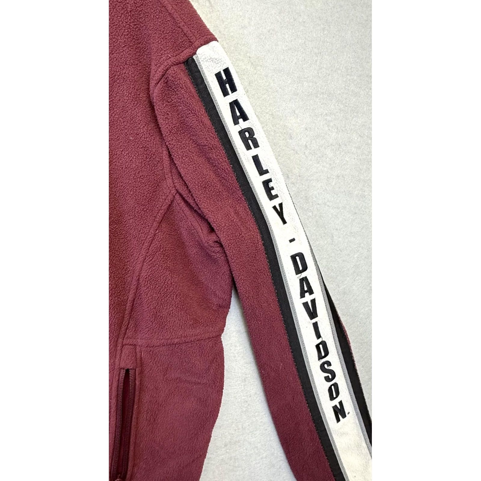 Harley Davidson VINTAGE Harley-Davidson Jacket Womens 2XL Burgundy Fleece Full Zip Spell Out Motorcycle Size XXL / US 16-18 / IT 52-54 - 3 Thumbnail