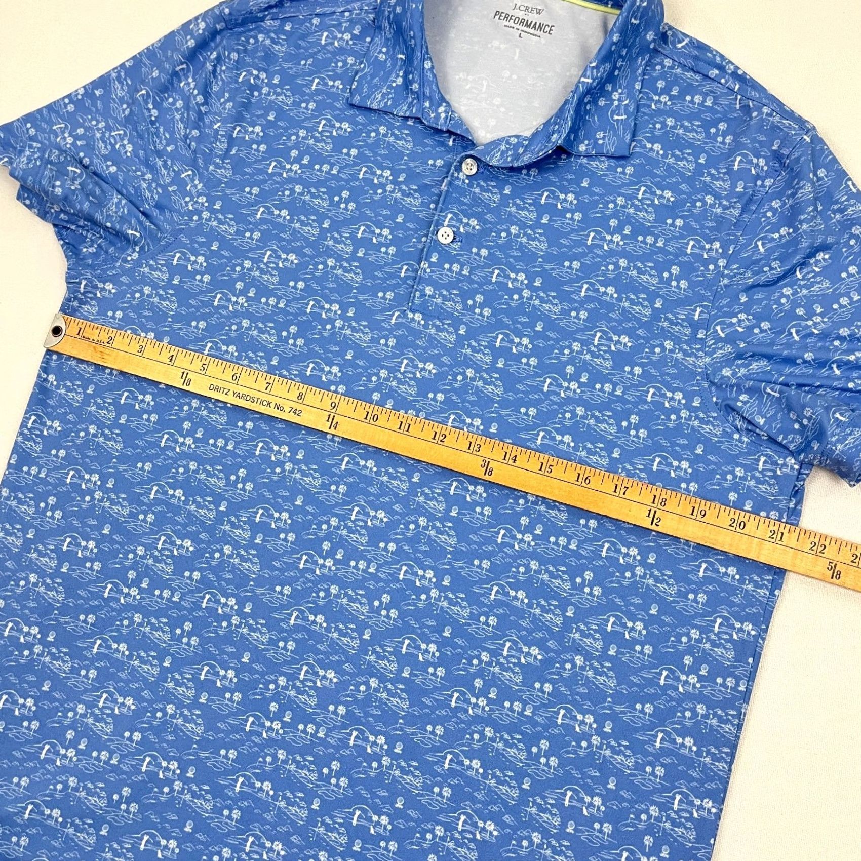 J.Crew VINTAGE None J.CREW Polo Shirt Mens Large Blue AOP All Over Golf Performance Stretch Preppy Shirt Mens Regular Blue 12? Size US L / EU 52-54 / 3 - 5 Thumbnail