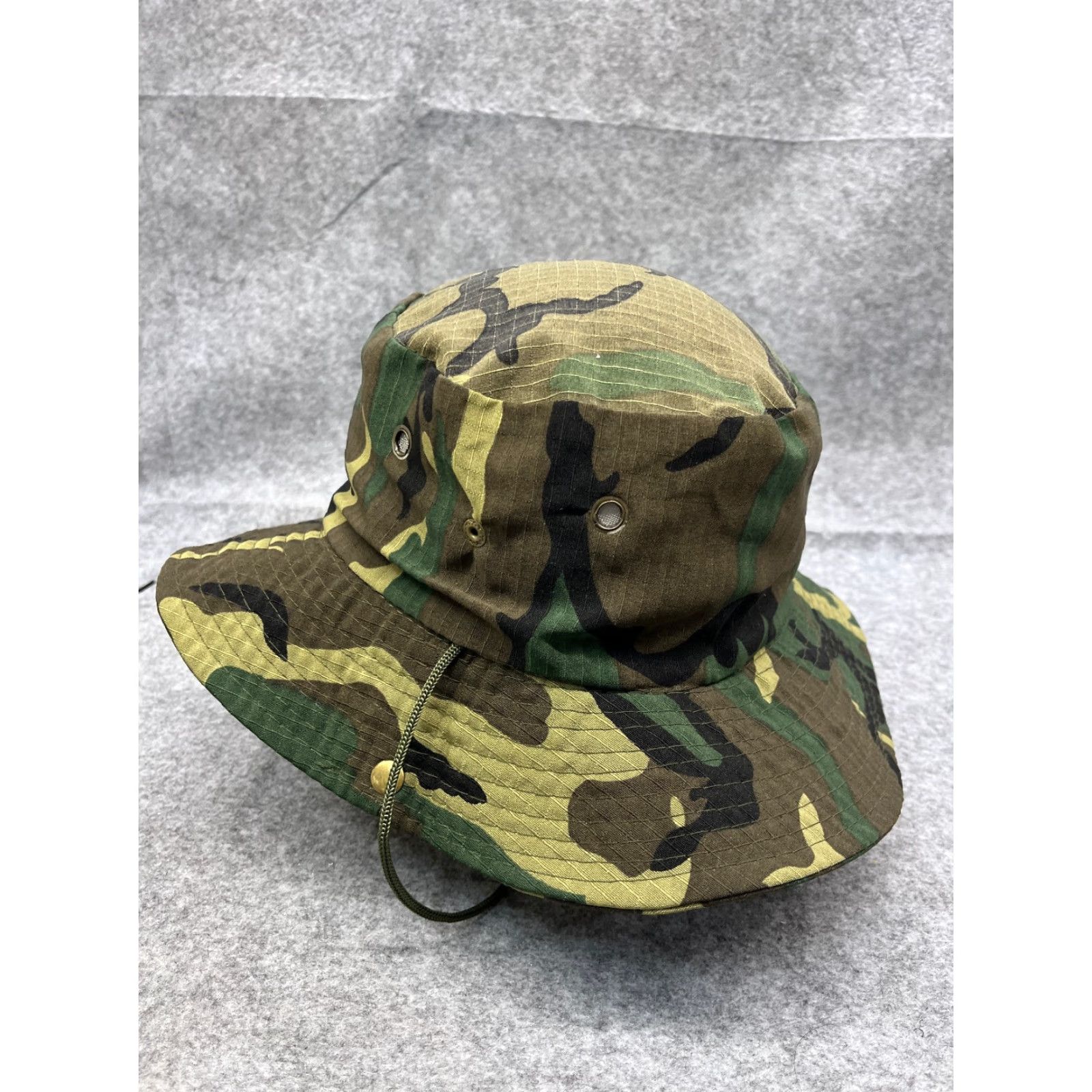 Vintage Camouflage Bucket Hat Adult One Size Green 100% Polyester Camp Fish Outdoors Size ONE SIZE - 5 Thumbnail