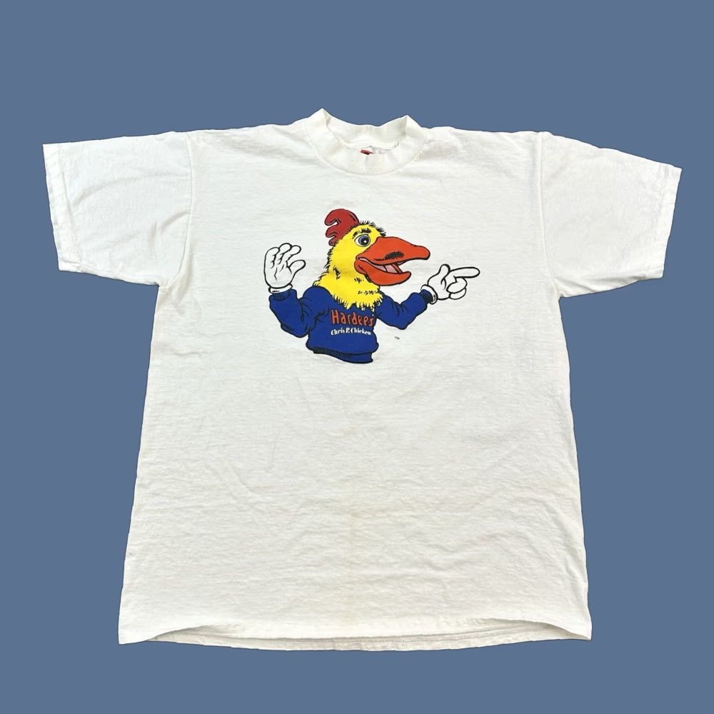 Vintage VINTAGE Hardees Shirt Mens XL White Chris P Chicken Single Stitch USA Made 90s Shirt Size US XL / EU 56 / 4 - 1 Thumbnail