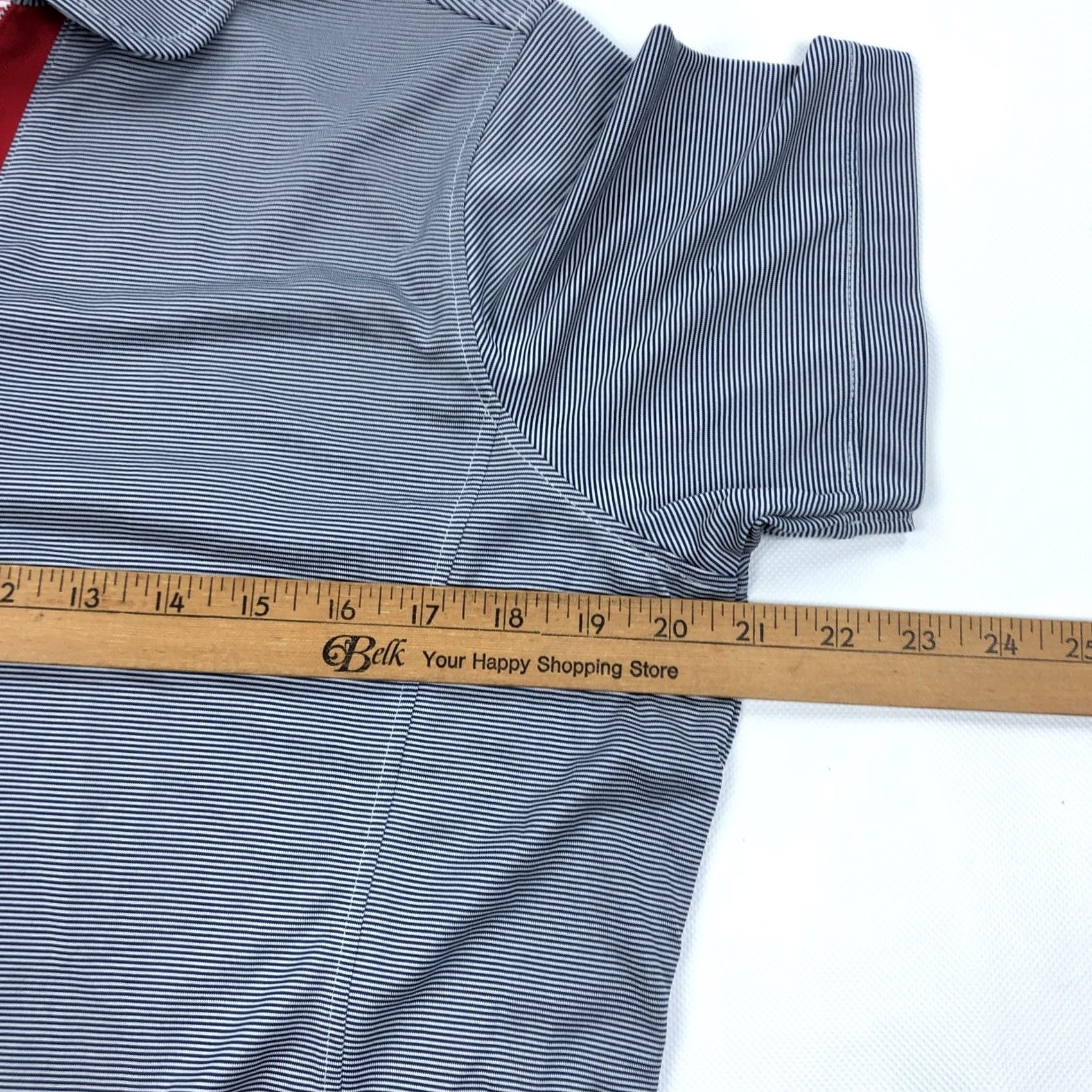 Vintage oobe Chick-fil-A Team Style Women's Gray Striped Polo Shirt L Recycled Size L / US 10 / IT 46 - 6 Thumbnail