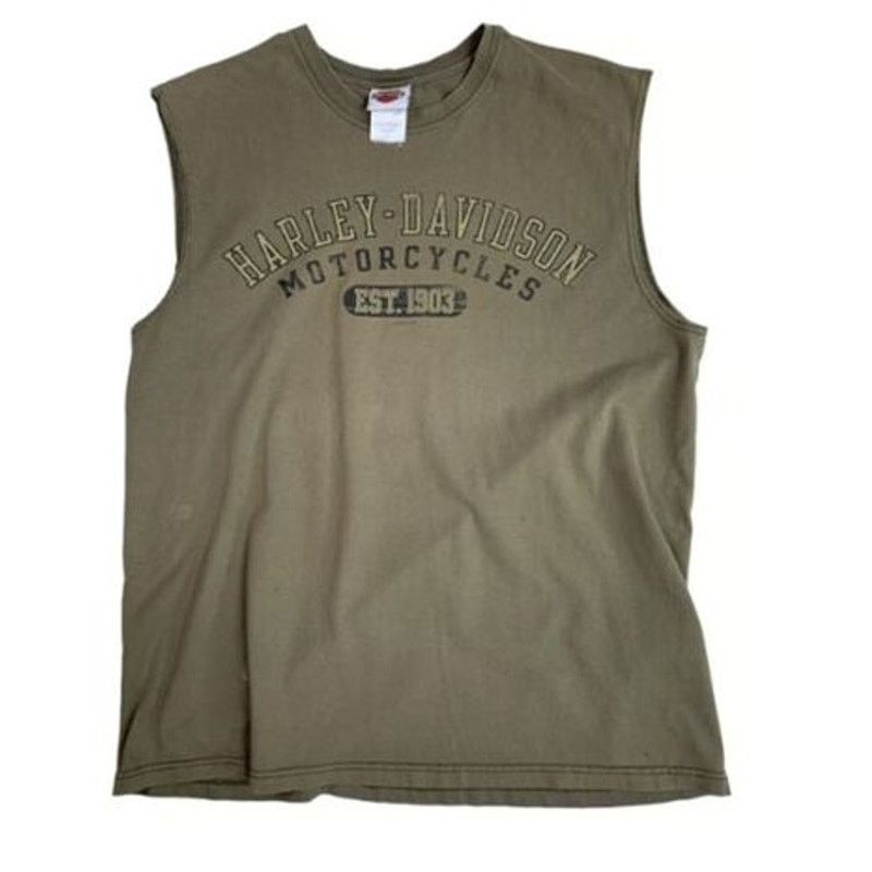 Harley Davidson Harley Davidson Men's Large Shirt Army Green Cut Off Florida Size US L / EU 52-54 / 3 - 6 Thumbnail