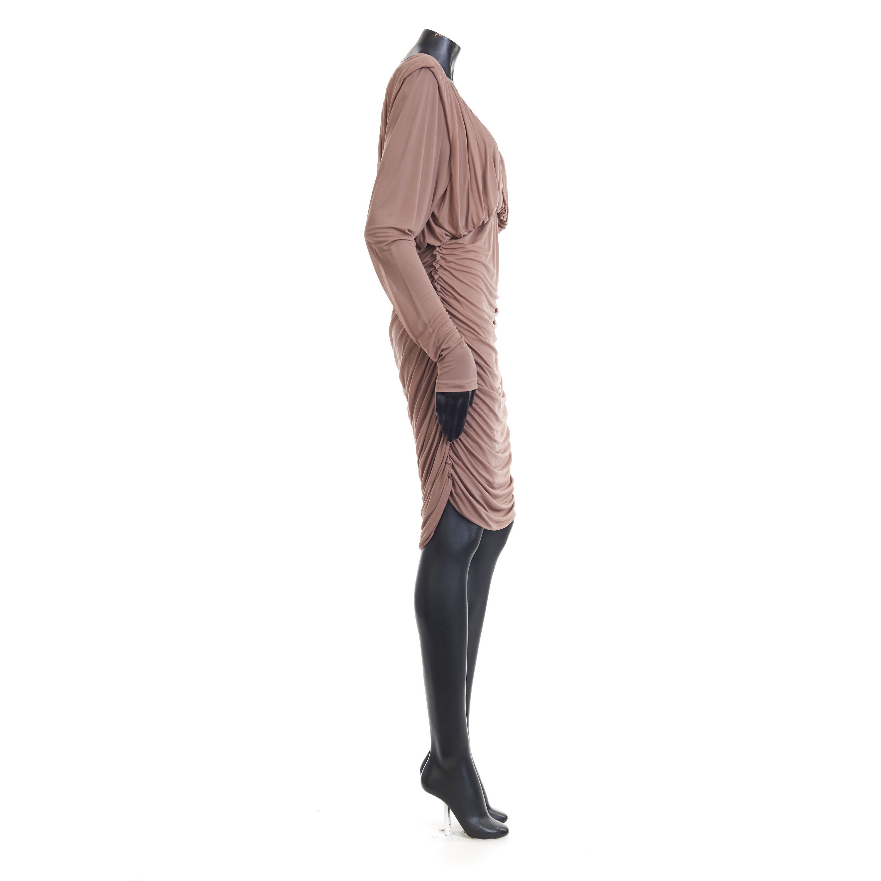 Saint Laurent Paris Brown Ruched Mini Dress Size M / US 6-8 / IT 42-44 - 7 Thumbnail