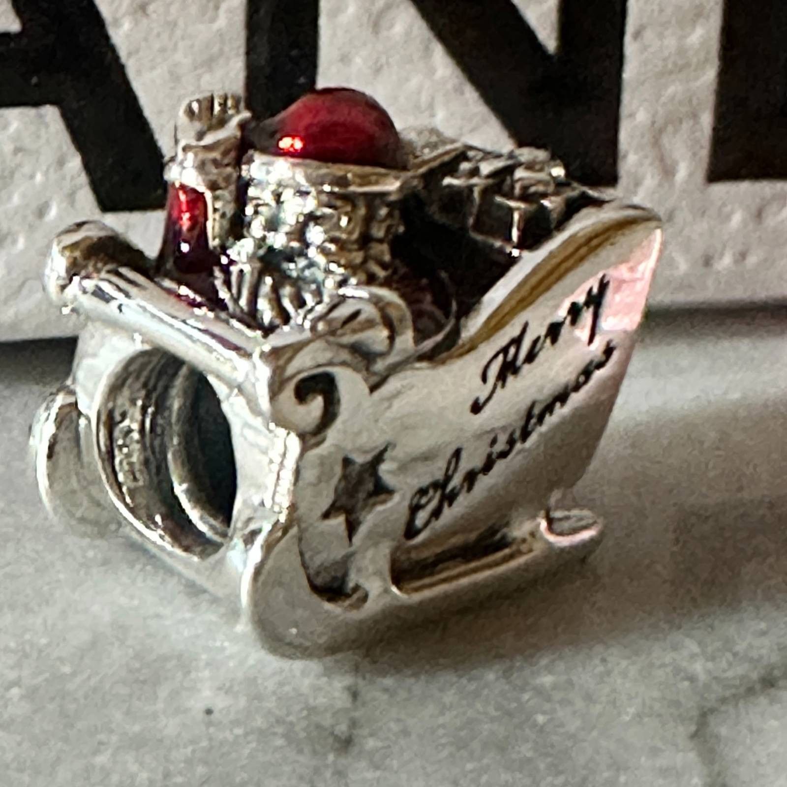 pandora Authentic Pandora Merry Christmas Sleighing Santa Retired Ch Size ONE SIZE - 1 Thumbnail