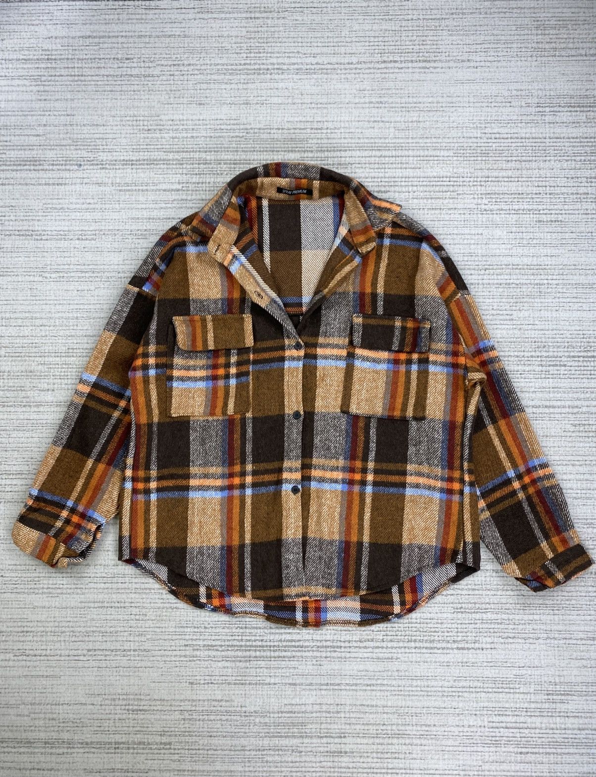 Japanese Brand × Vintage Vintage Spray Premium Japan Orange Checked Flannel Size US L / EU 52-54 / 3 - 6 Thumbnail