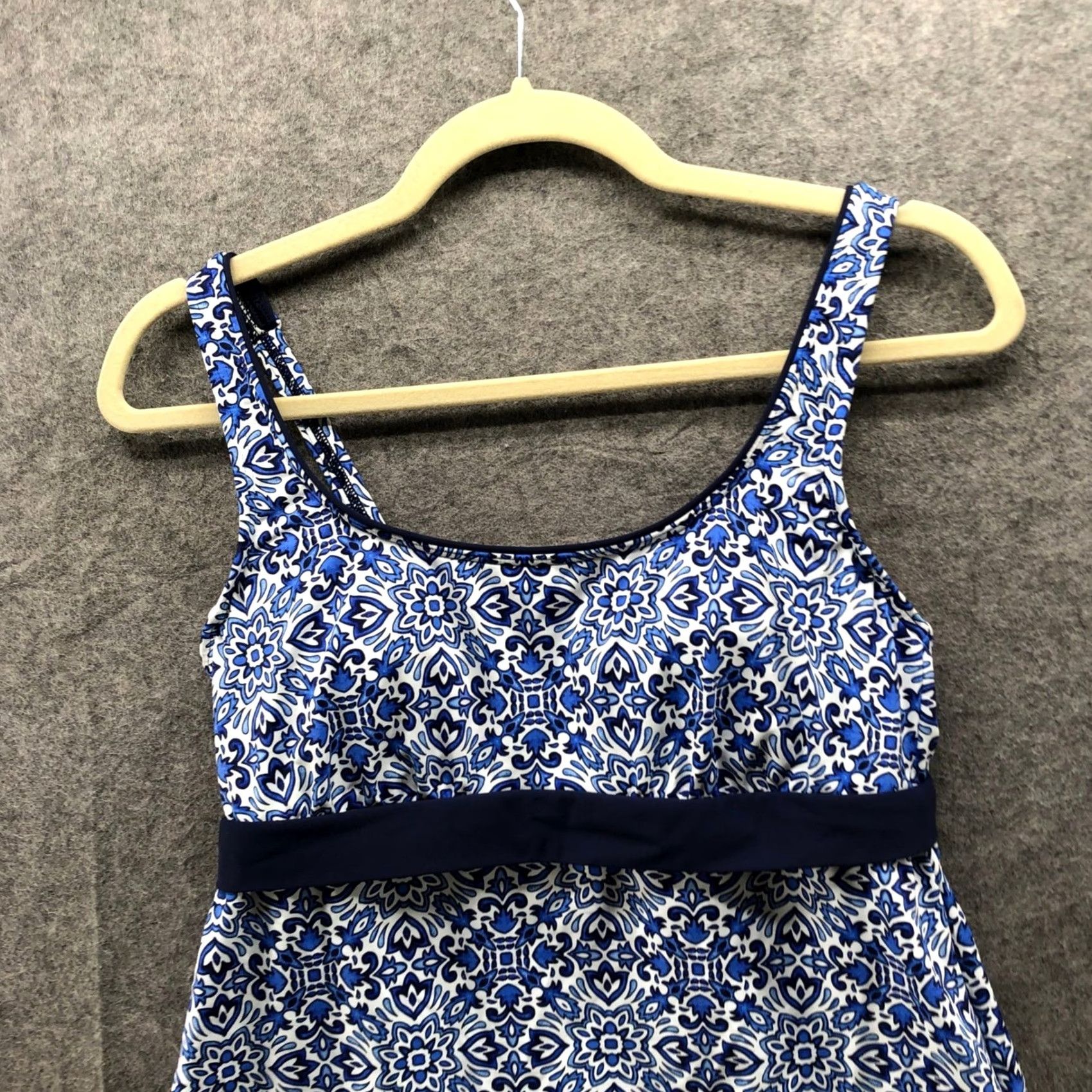 Lands' End Lands' End Swim Dress Tankini Womens 6 Blue Geometric Print Padded 2 Piece Tankini Bottom Bikini Set Size M / US 6-8 / IT 42-44 - 7 Thumbnail