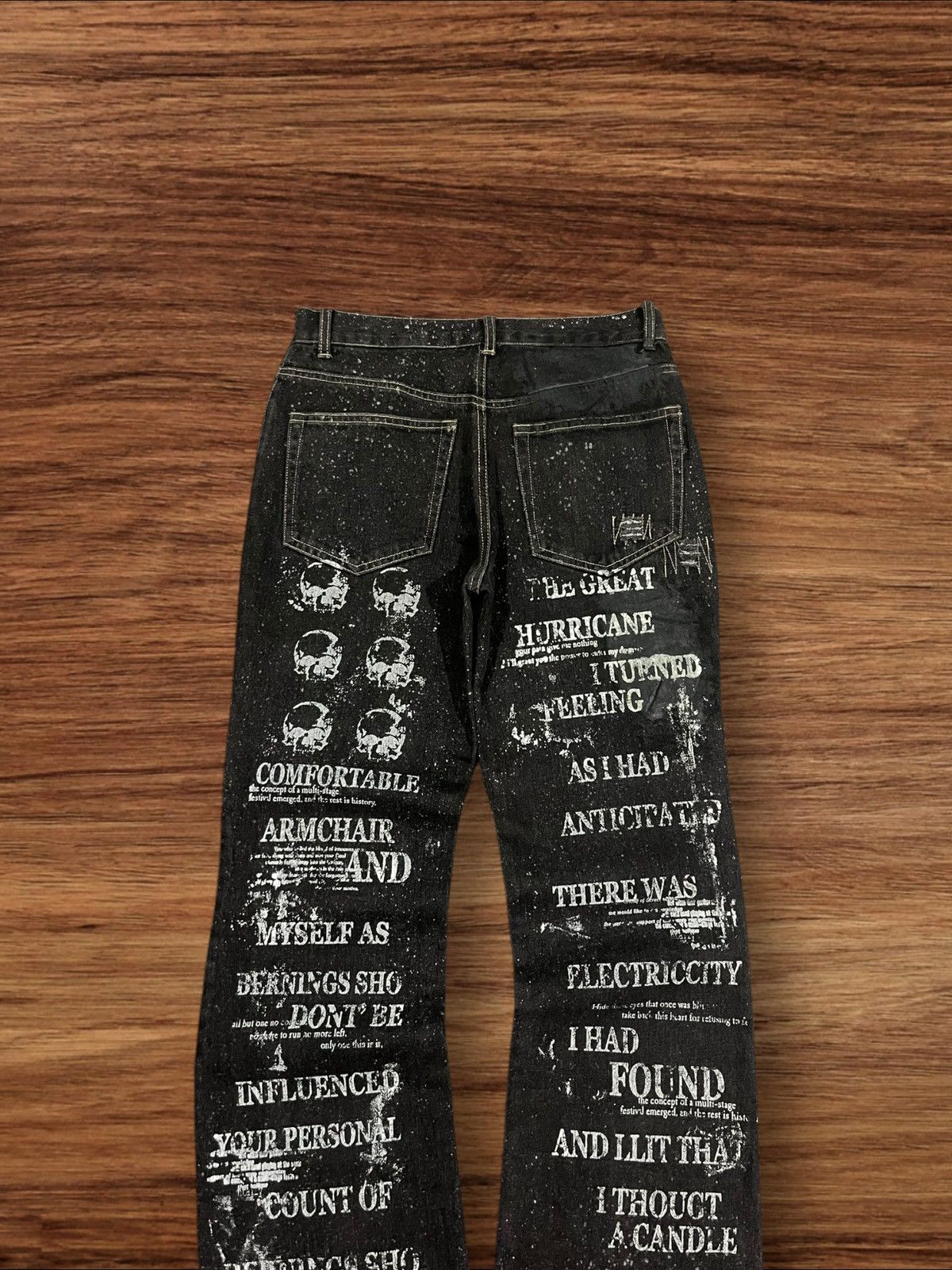 If Six Was Nine Vintage Japan Bernings Sho Skeleton Astronomical Flare Jeans Size US 28 / EU 44 - 6 Thumbnail