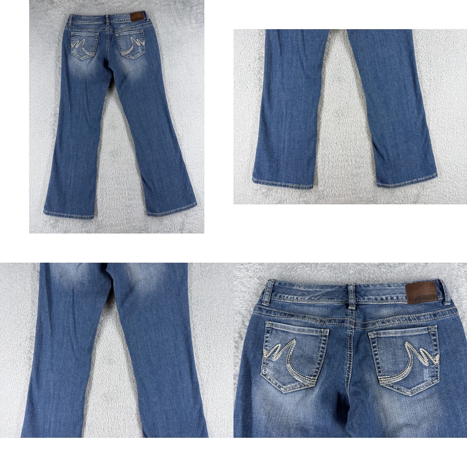 Vintage Maurices Jeans Women 5 Blue Denim Flared Low Rise 30x29 Cotton Embroidered Distressed 5-Pocket Design Vintage: No Size 27" / US 4 / IT 40 - 9 Thumbnail