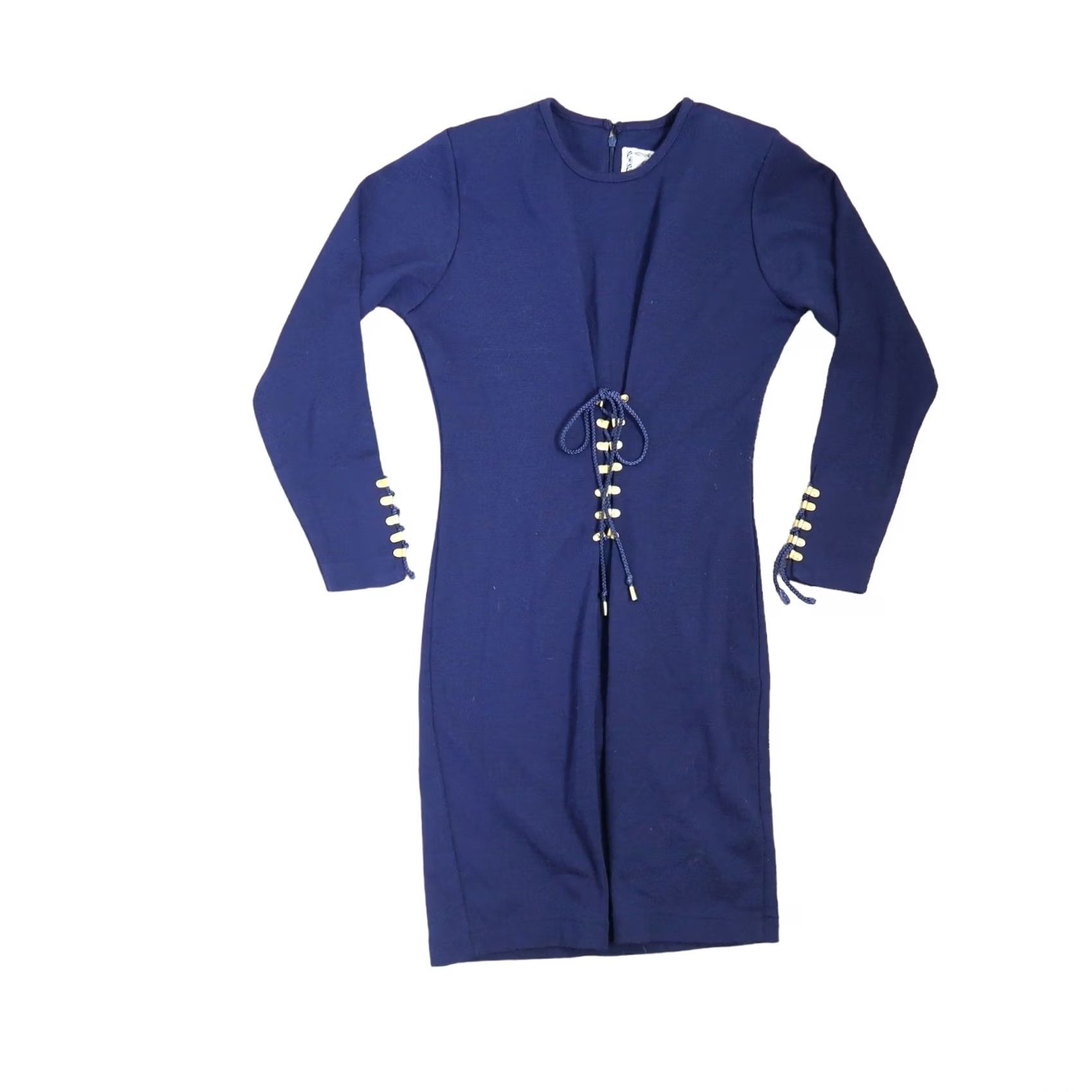 Vintage VINTAGE 90s CDC Navy Blue Long Sleeve Sweater Knit Mini Dress S Women Size S / US 4 / IT 40 - 5 Thumbnail