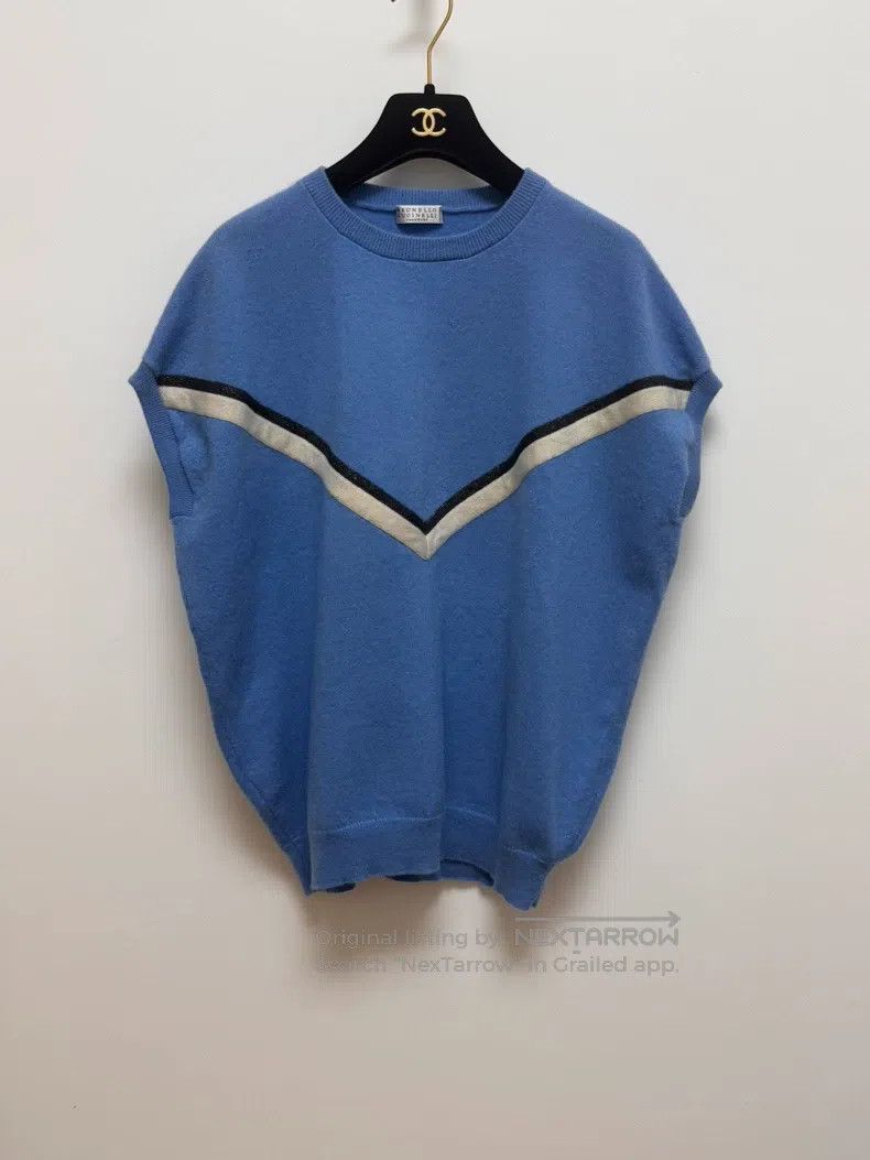 Brunello Cucinelli Sky Blue Cashmere Knit Top