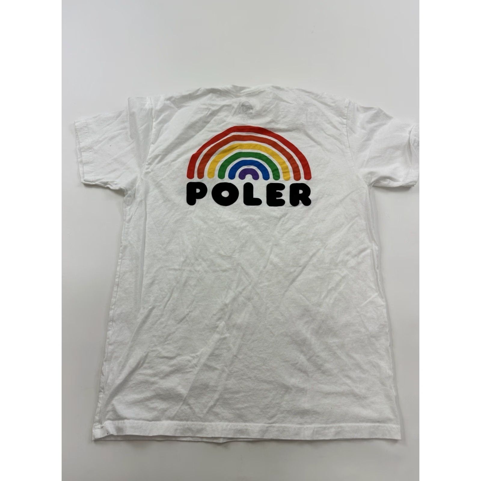 Poler VINTAGE Poler Shirt Men L White Rainbow Print Short Sleeve Camp Vibes Size US L / EU 52-54 / 3 - 5 Thumbnail