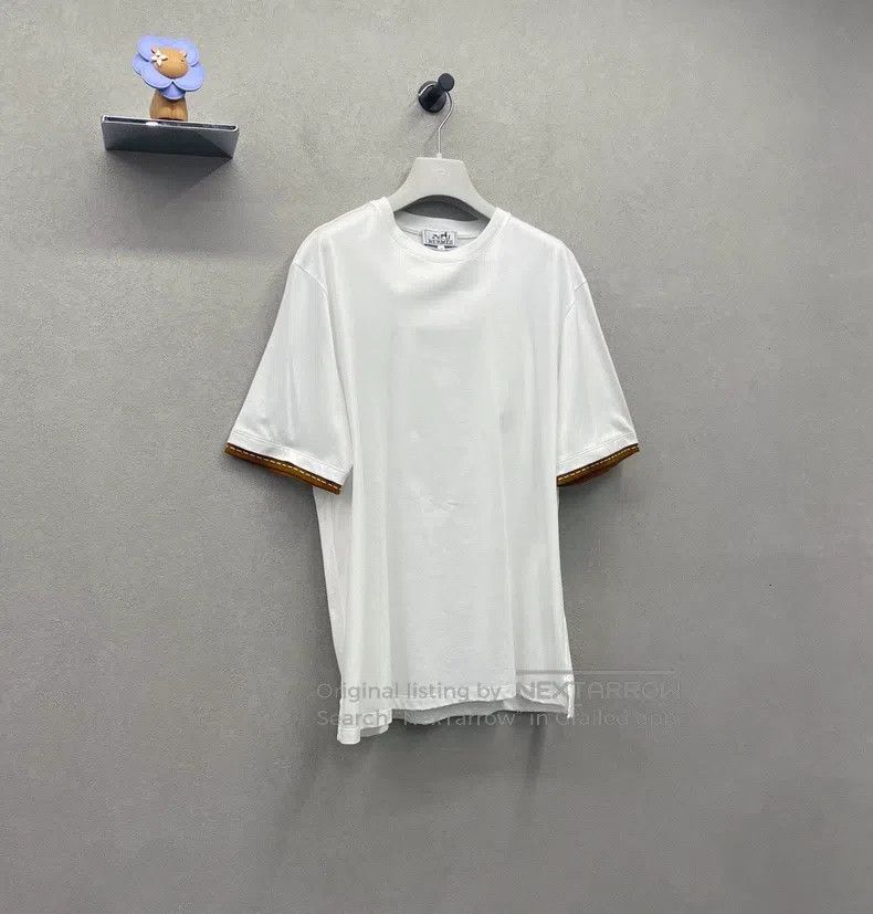 Hermes Hermes Short-sleeve T-shirt with round neck and striped tr Size US M / EU 48-50 / 2 - 2 Thumbnail