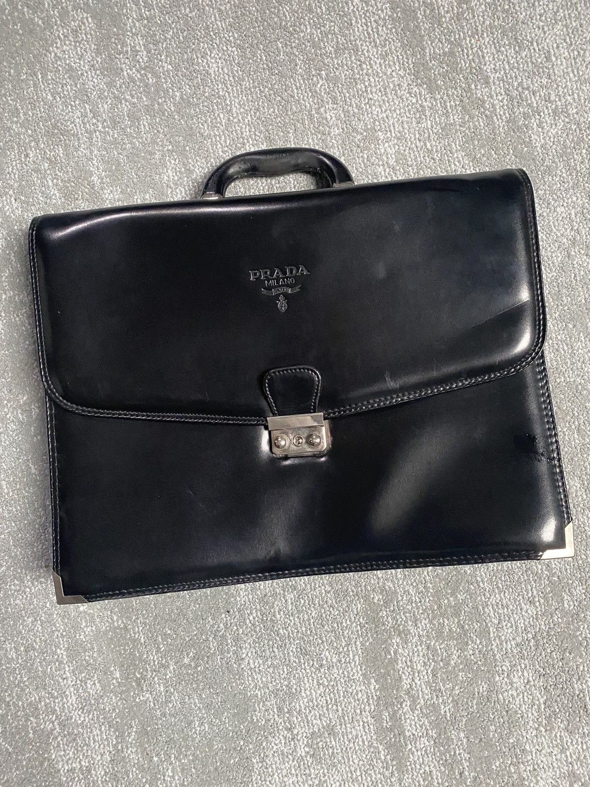 image of Prada Vintage Briefcase in Black, Men's