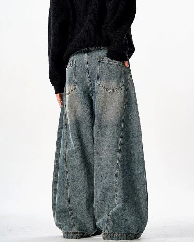 Vintage American retro washed curved jeans for men Size US 32 / EU 48 - 5 Thumbnail