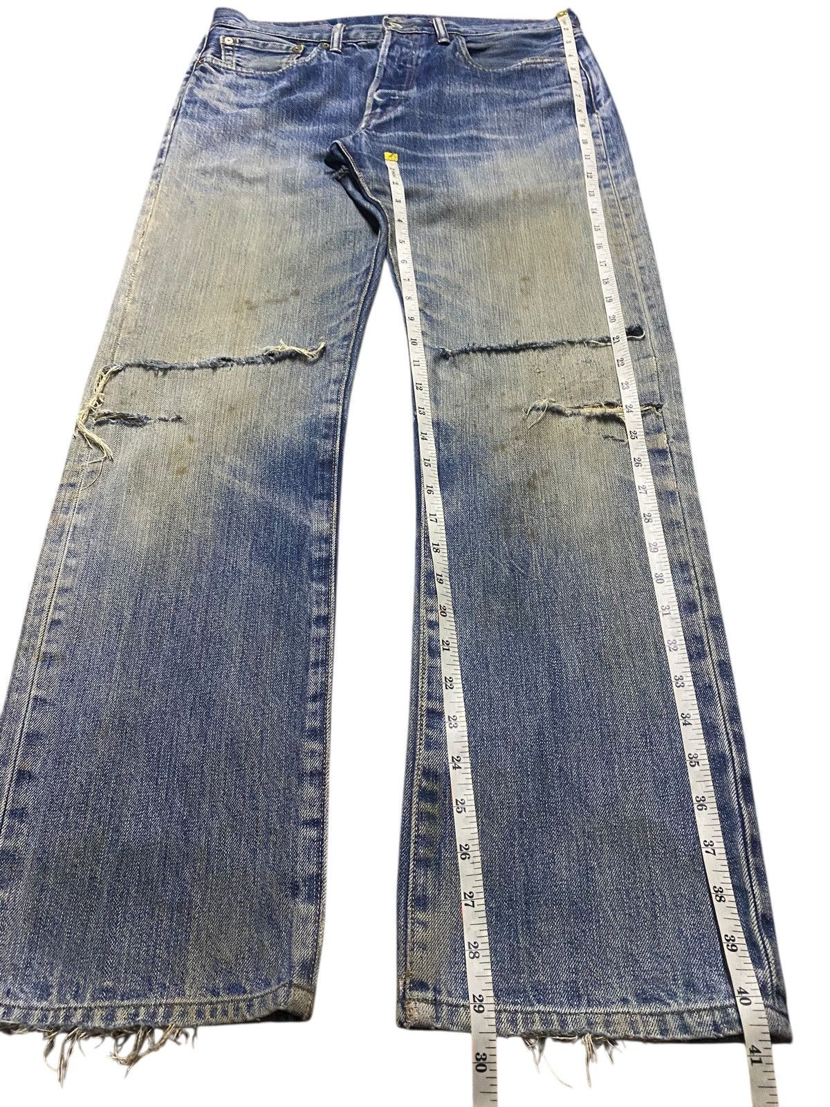 Levi's Vintage Clothing Vintage Levis 501 Mud Wash Y2K Loose Ripped Jeans Size US 33 - 17 Thumbnail