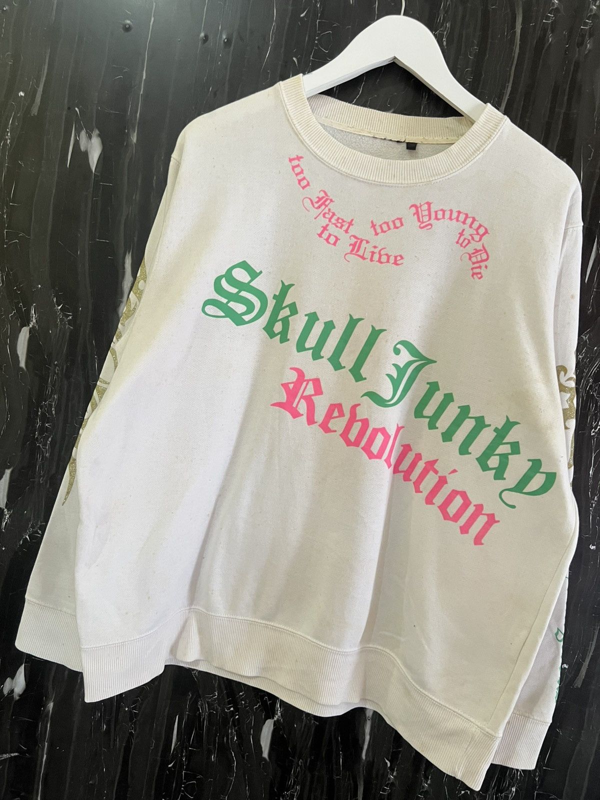 Japanese Brand VINTAGE SKULL JUNKY SWEATSHIRT – RAW JAPANESE STREET PUNK Size US XL / EU 56 / 4 - 5 Thumbnail