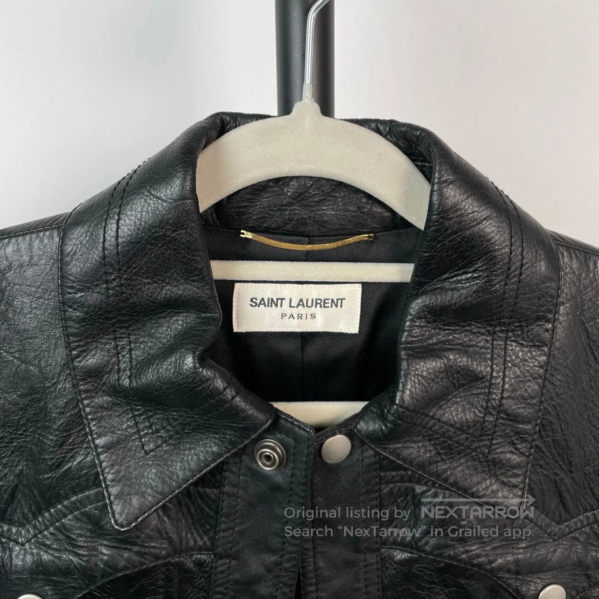 Yves Saint Laurent YSL Black Biker Leather Jacket. Size XS / US 0-2 / IT 36-38 - 3 Thumbnail