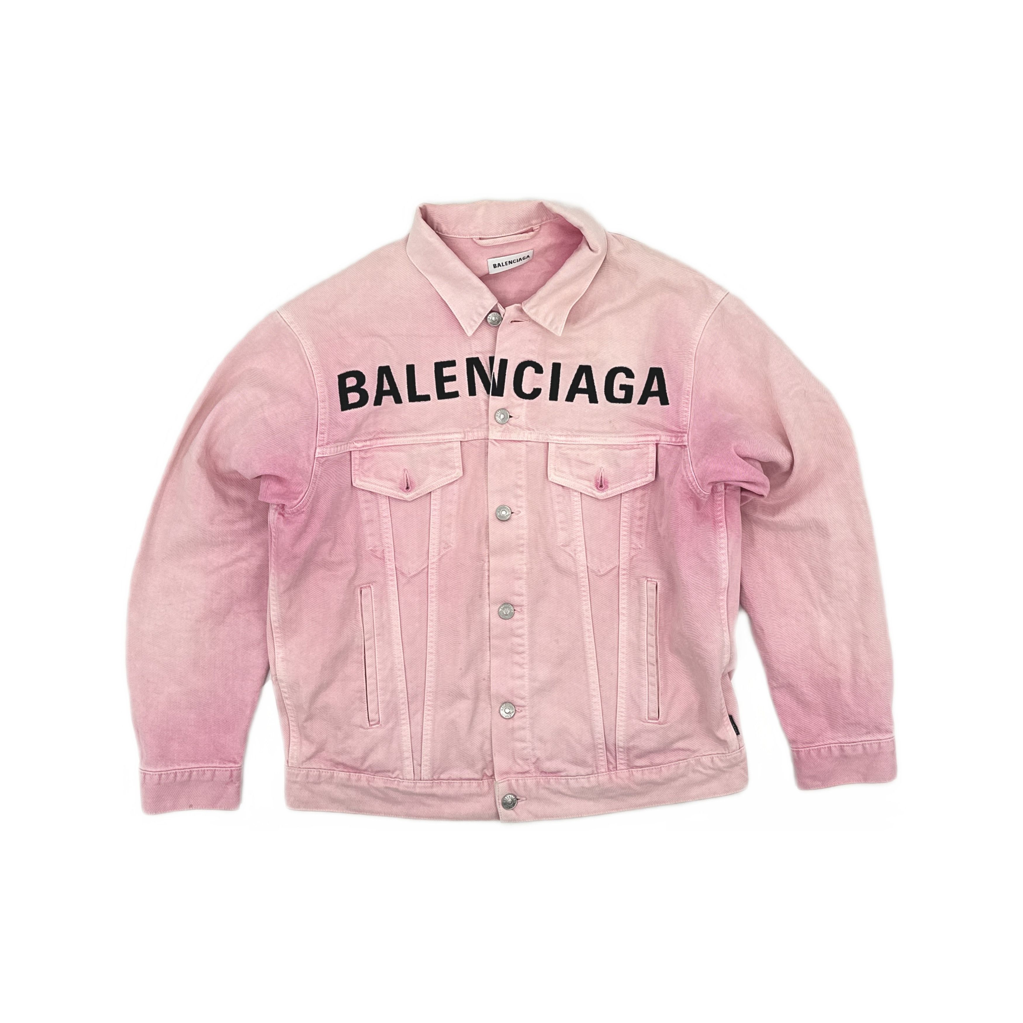 Balenciaga Balenciaga Pink Logo Denim Jacket Size 34 Size XXS / US 00 / IT 34 - 1 Thumbnail