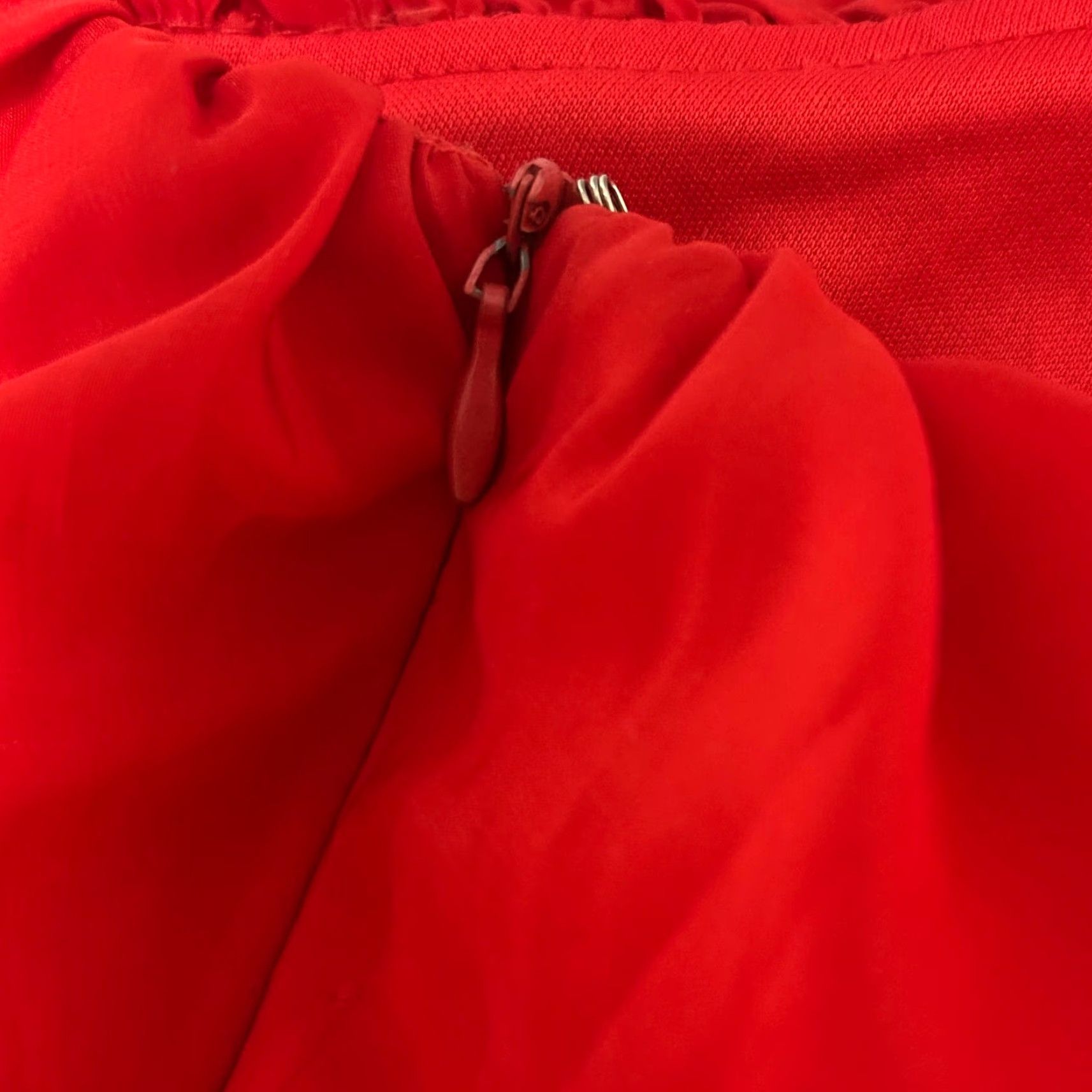 Vintage Francescas Dress One Shoulder Ruffle Satin A-Line Short Red Women Medium Party Holiday Christmas Sexy Womens Size M / US 6-8 / IT 42-44 - 5 Thumbnail