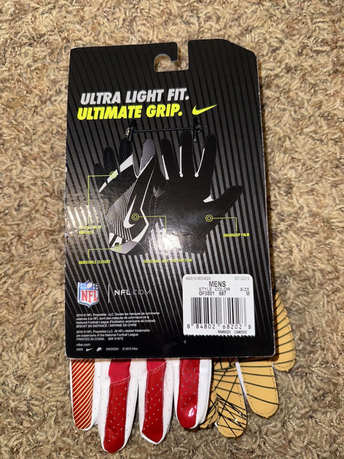 Nike Nike Vapor Jet 4 San Francisco 49ers NFL Football Gloves Size ONE SIZE - 11 Thumbnail