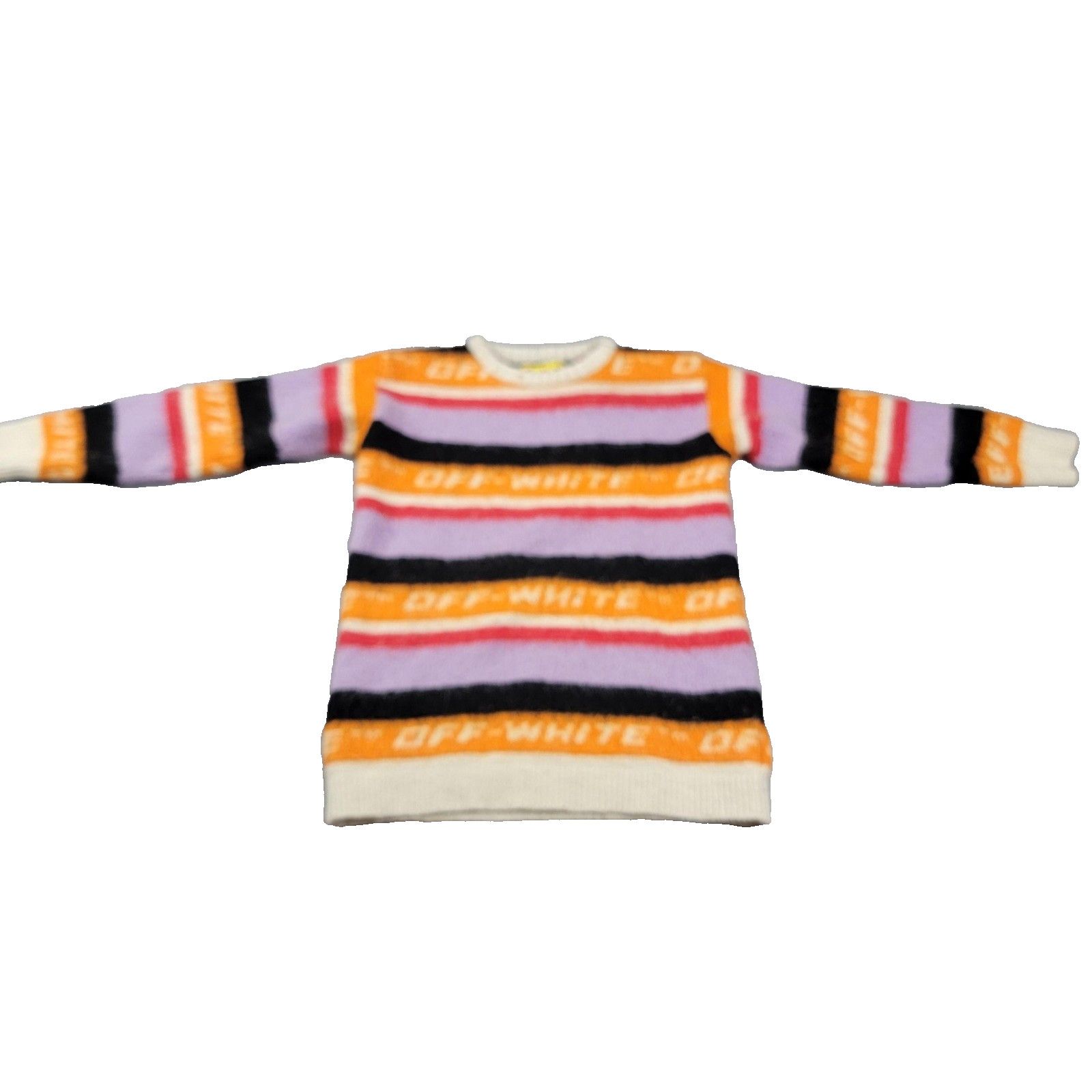 Off-White Off-White Sweater Kids Size 10 Multi-Color Stripe Logo Wool Size L / US 10 / IT 46 - 2 Thumbnail