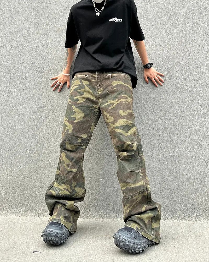 Japanese Brand × Jean Camo Graphic Wide Leg Cargo Pants, Military Style Pants Size US 30 / EU 46 - 2 Thumbnail