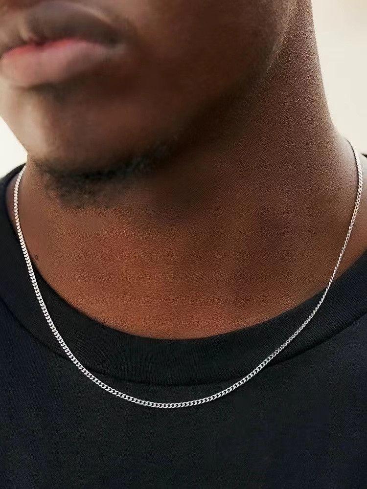 Jewelry 3mm Simple Cuban Necklace Chain Size ONE SIZE - 5 Thumbnail