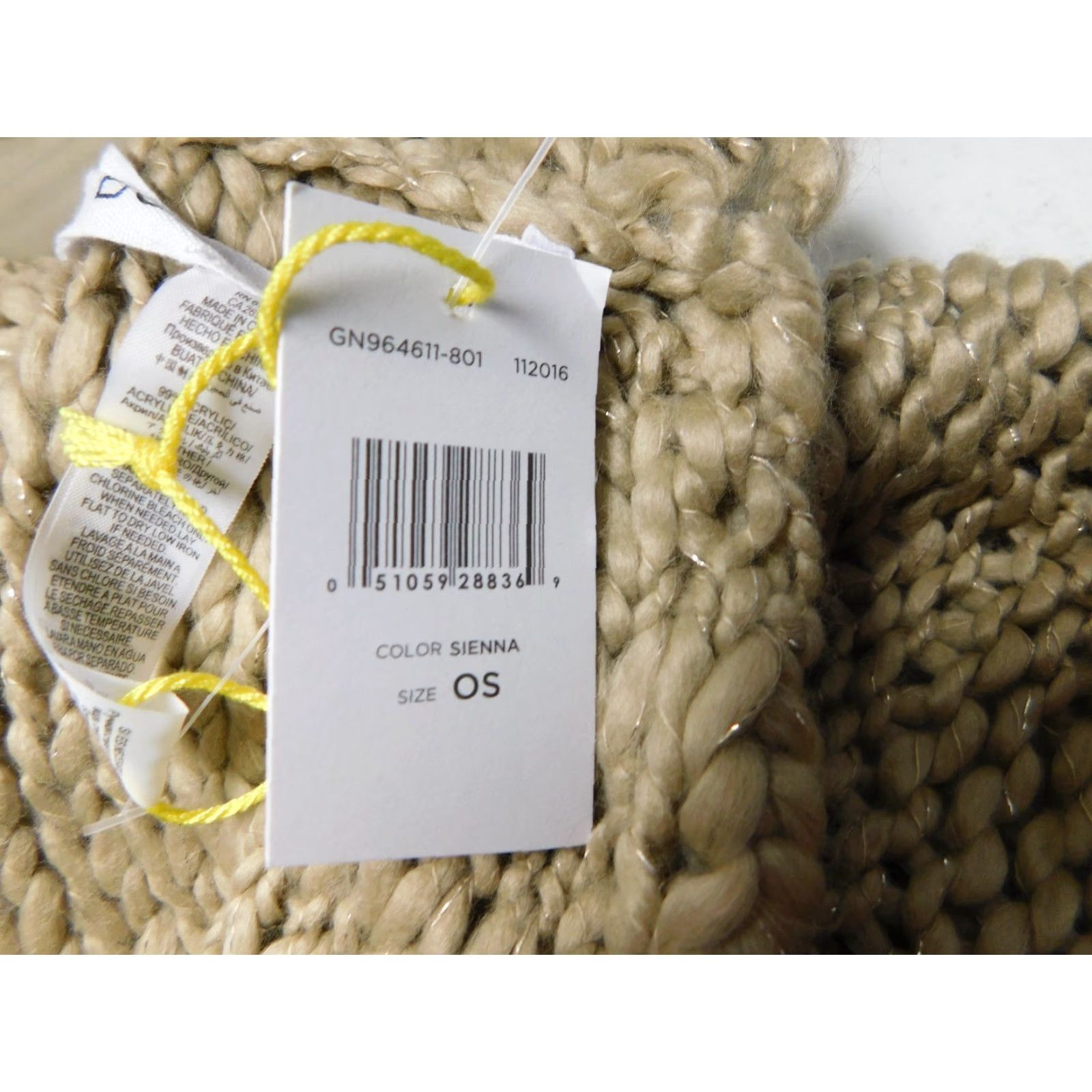BCBGeneration BCBGeneration Scarf Infinity Cowl Knit - Tan Beige Women 30" x 11" 99% Acrylic Solid City Style GN964611 - Fall Winter Size ONE SIZE - 3 Thumbnail