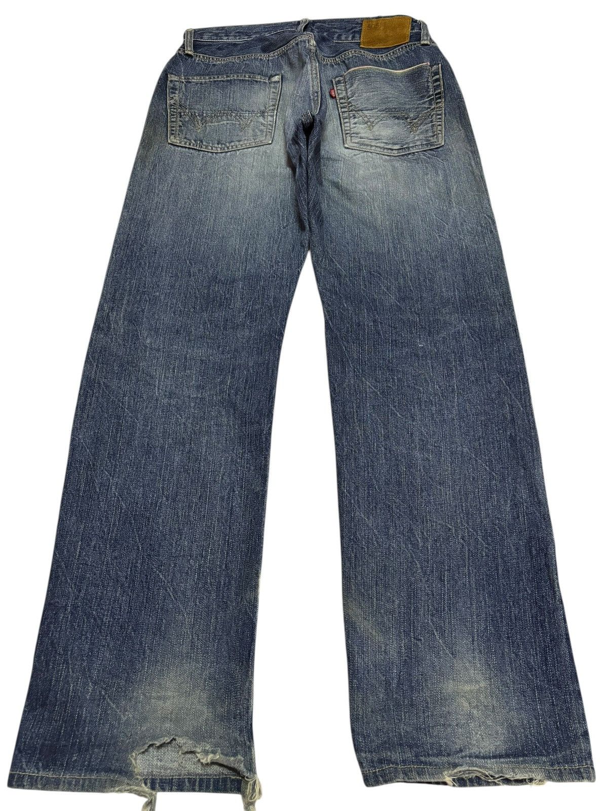 Edwin Vtg 90s Edwin Japan 505 Selvedge Distressed Jeans Size US 30 / EU 46 - 3 Thumbnail